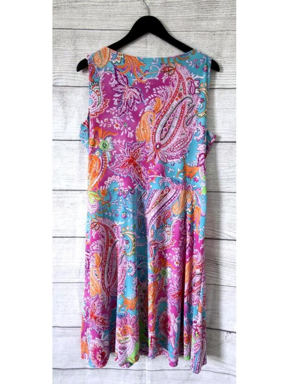 Lauren Ralph Lauren Multicolor Paisley A Line Sleeveless Dress Women Size XL - Picture 2 of 3
